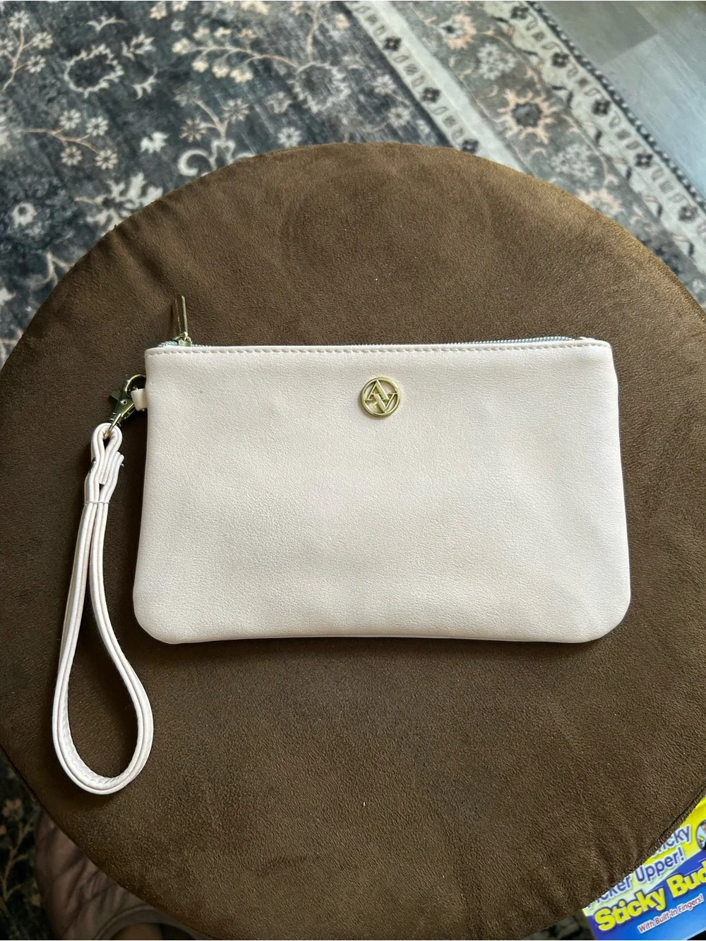 Adrienne Vittadini Pale Pink Tech Wristlet Wallet Clutch with Gold Logo